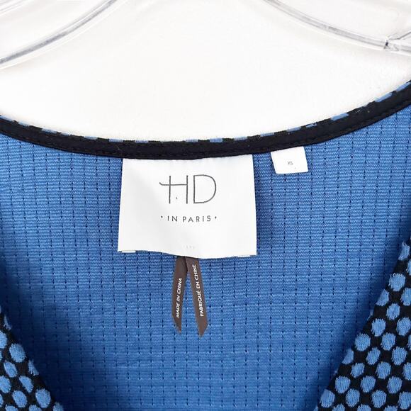 Anthropologie HD in Paris Blue Black Long Sleeve Dress Sz XS - Picture 3 of 6